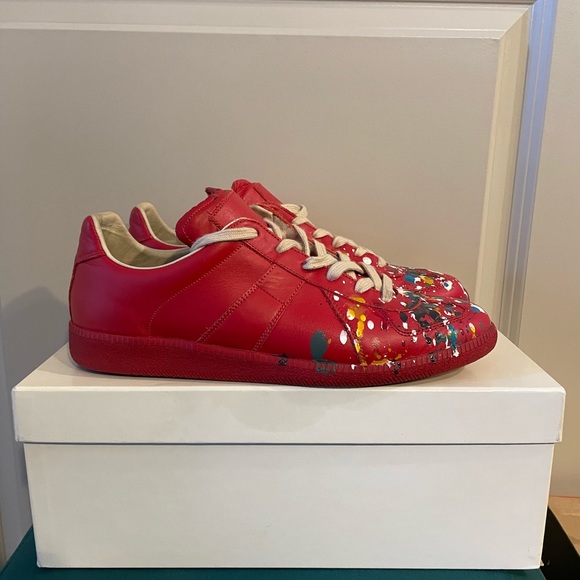 Maison Margiela Men’s Replica Paint-Splattered Low-Top Sneakers - Size 43 - Picture 2 of 7